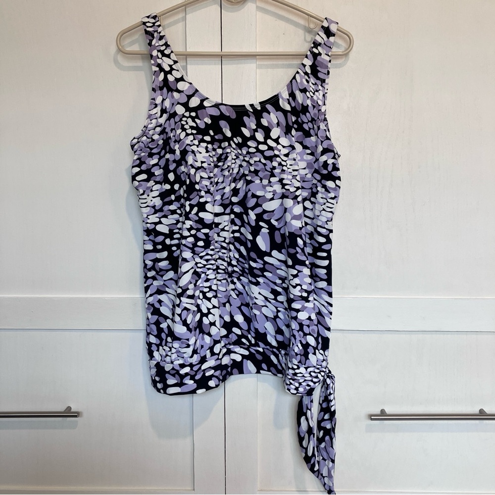 Fullfitall Swimsuits Stylish Black, Lavender and White Women's Tankini Top, 14